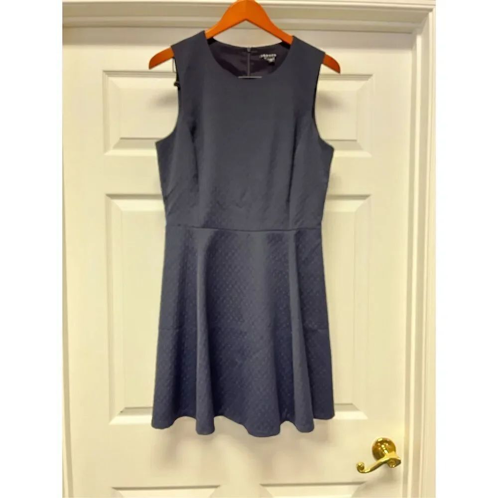 Theory Navy Wool Blend Textured Sleeveless Dress sz 10 EUC